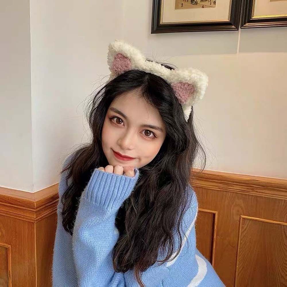Băng đô tai mèo bằng vải bông mềm mại nhiều màu phong cách Hàn Quốc dễ thương