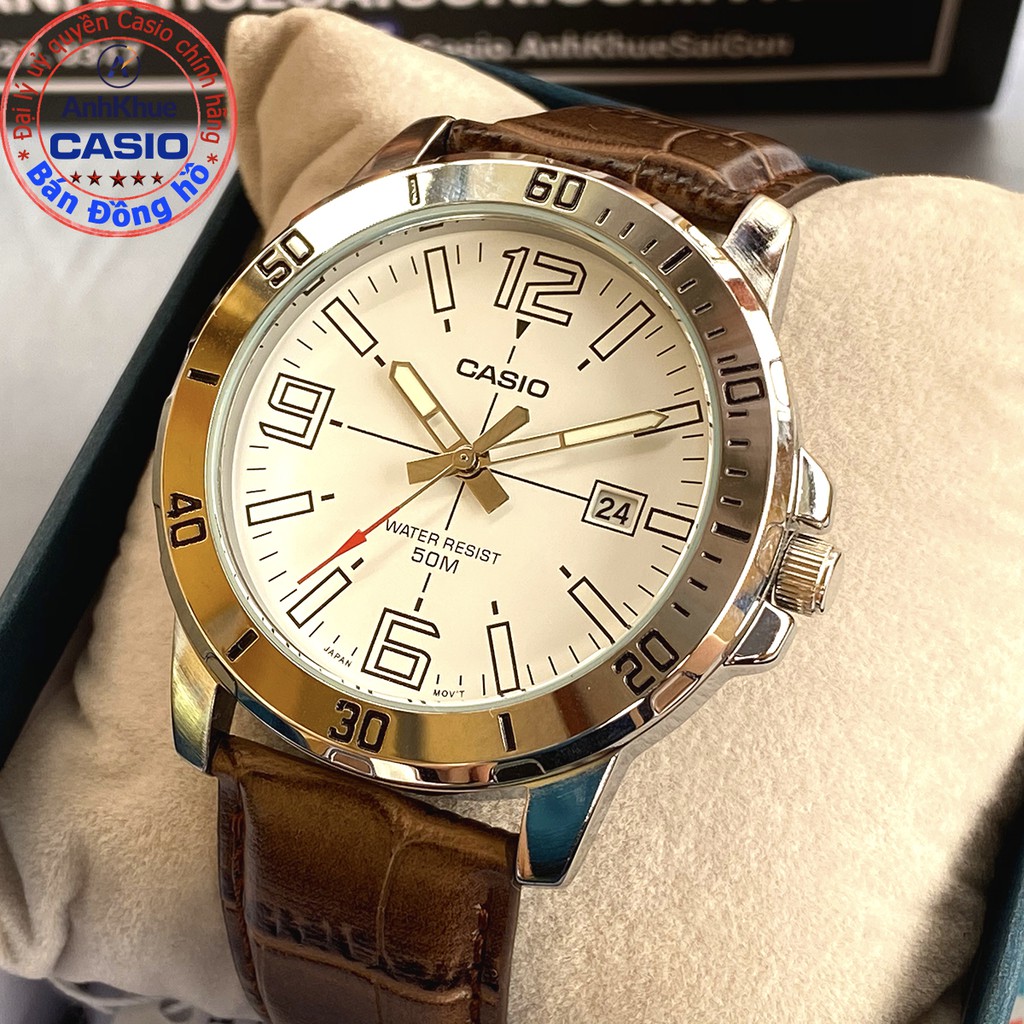 Đồng hồ nam Casio MTP-VD01 MTP-VD01L MTP-VD01GL bảo hành 1 năm chính hãng Anh Khuê dây da chống nước 50m