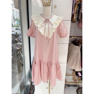 Váy suông hồng cổ  pha bèo