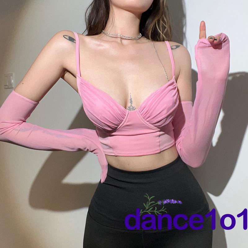 Áo croptop hai dây cổ chữ V màu sắc đơn giản thời trang cho nữ