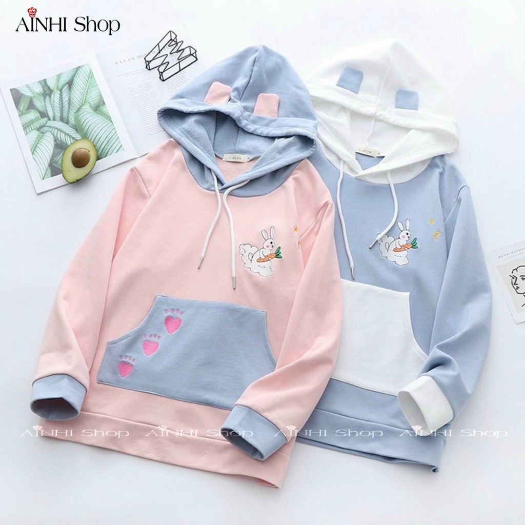 Áo Hoodie Nữ ❤️FREESHIP❤️ Áo Khoác Hoodie Vải Nỉ Nhiều Màu  (Thỏ Con) - Áo Hoodie Free Size Dưới 60kg