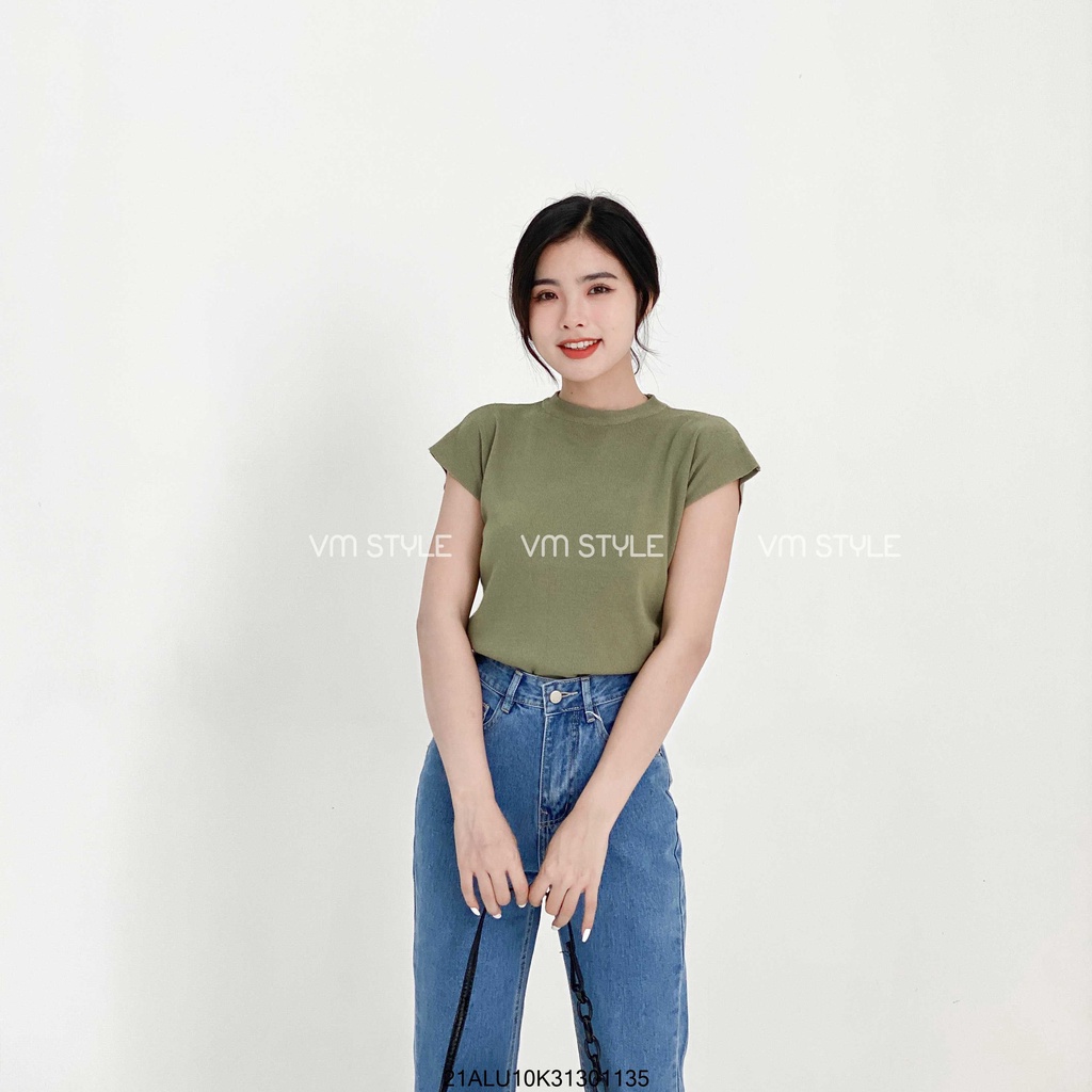 Áo len tay ngắn cổ trụ chất len mịn dày dặn phong cách hàn quốc nhiều màu Fmstyle Saigon 21ALU10K31301 | BigBuy360 - bigbuy360.vn