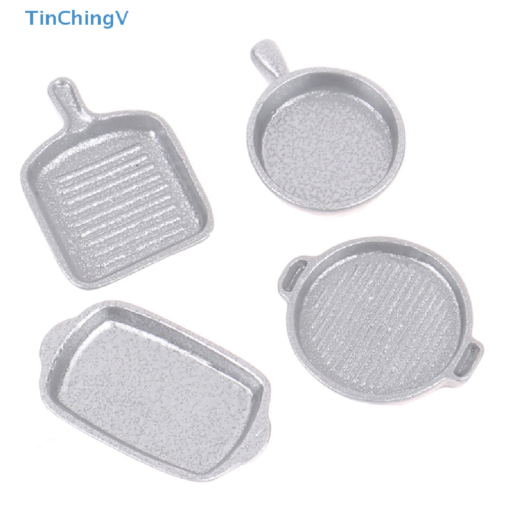 Bộ 4 Chảo Mini Tỉ Lệ 1: 12 Dùng Trang Trí Nhà Búp Bê