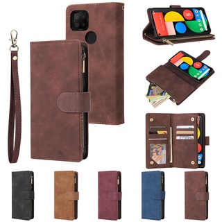  Ốp Da Lật Sang Trọng Cho Google Pixel 3A 4 5 XL 4A 5A 6 6A pro 4g 5g Dây Kéo Ví Đứng Vỏ Điện Thoại 