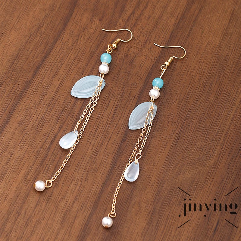 GETNOIVAS Cặp Bông Tai Thời Trang Dáng Dài Bằng Hợp Kim Có Đính Đá Đầy Quý Phái