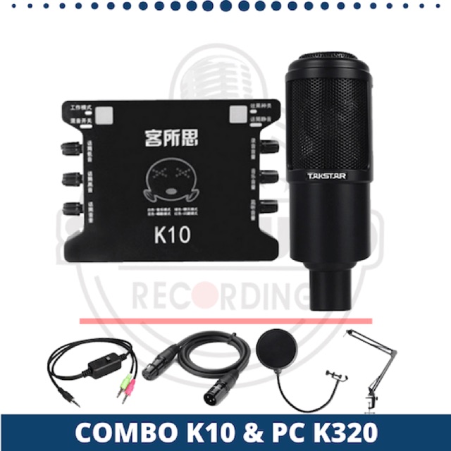 COMBO MICRO THU ÂM TAKSTAR K320 + SOUND CARD XOX K10 TẶNG KÈM TAI NGHE AKG