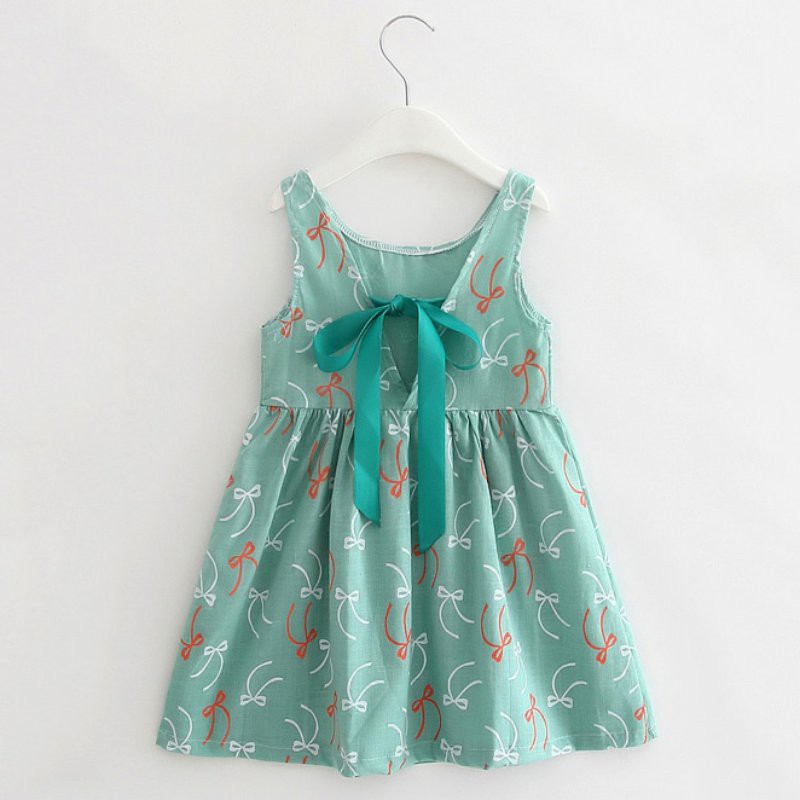 Đầm Xòe Không Tay In Họa Tiết Cho Bé Gái 8 Màu