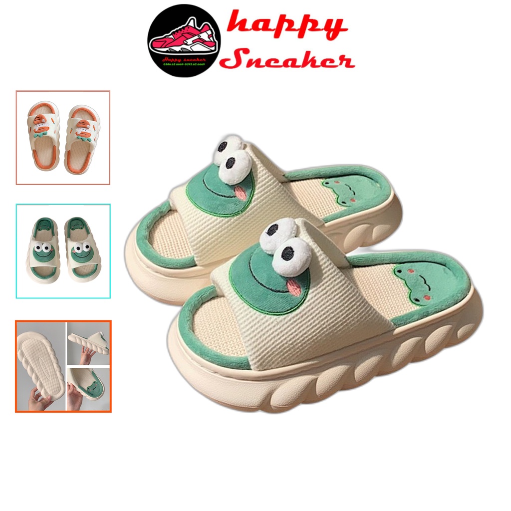 Dép ếch xanh, dép đi trong nhà cà rốt thỏ hình thú siêu sang chất liệu đế eva quai vải cotton happy_sneaker hottrend