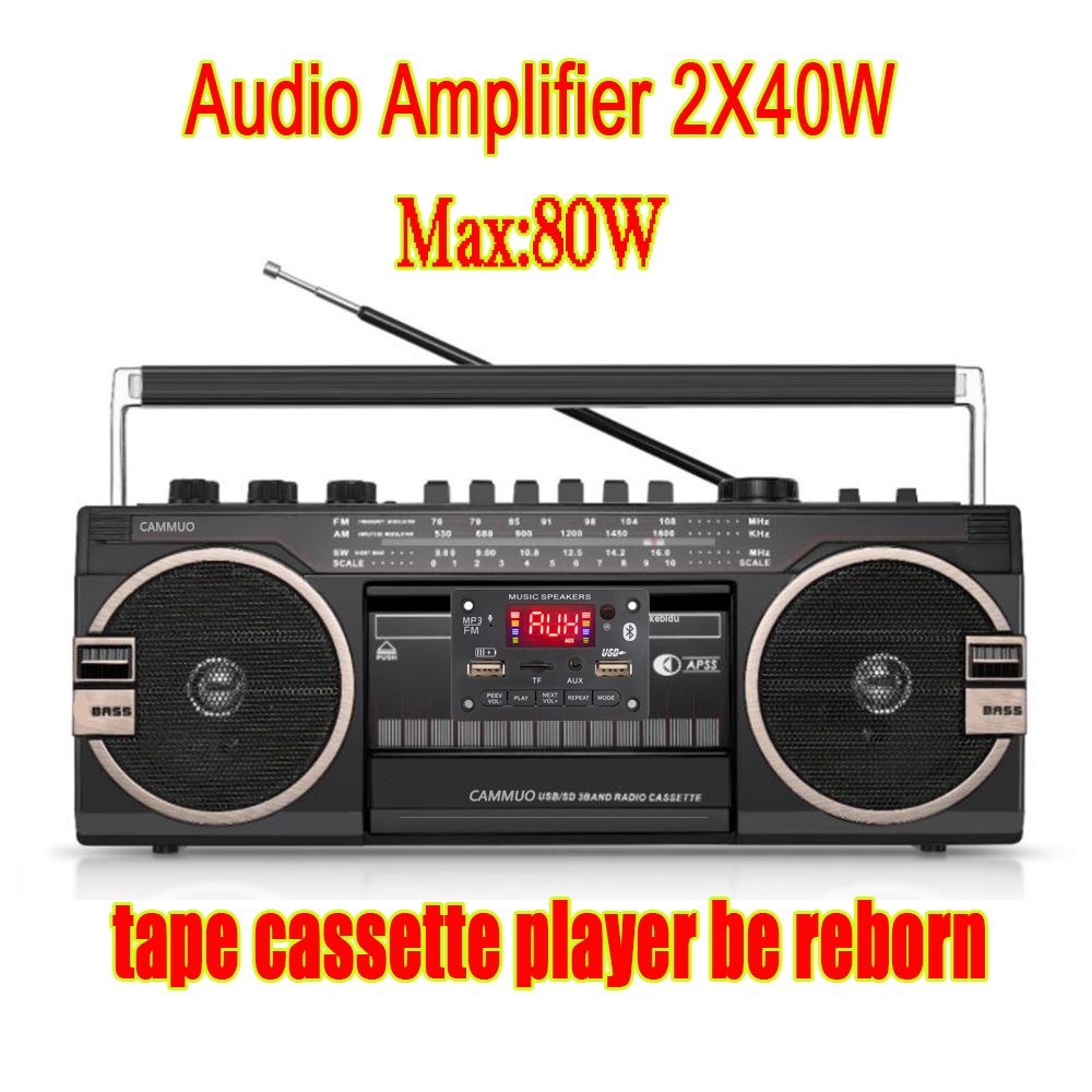 Bảng mạch giải mã khuếch đại âm thanh không dây bluetooth 5.0 MP3 WMA WAV DC 12/ 24V 2*40W dành cho xe hơi