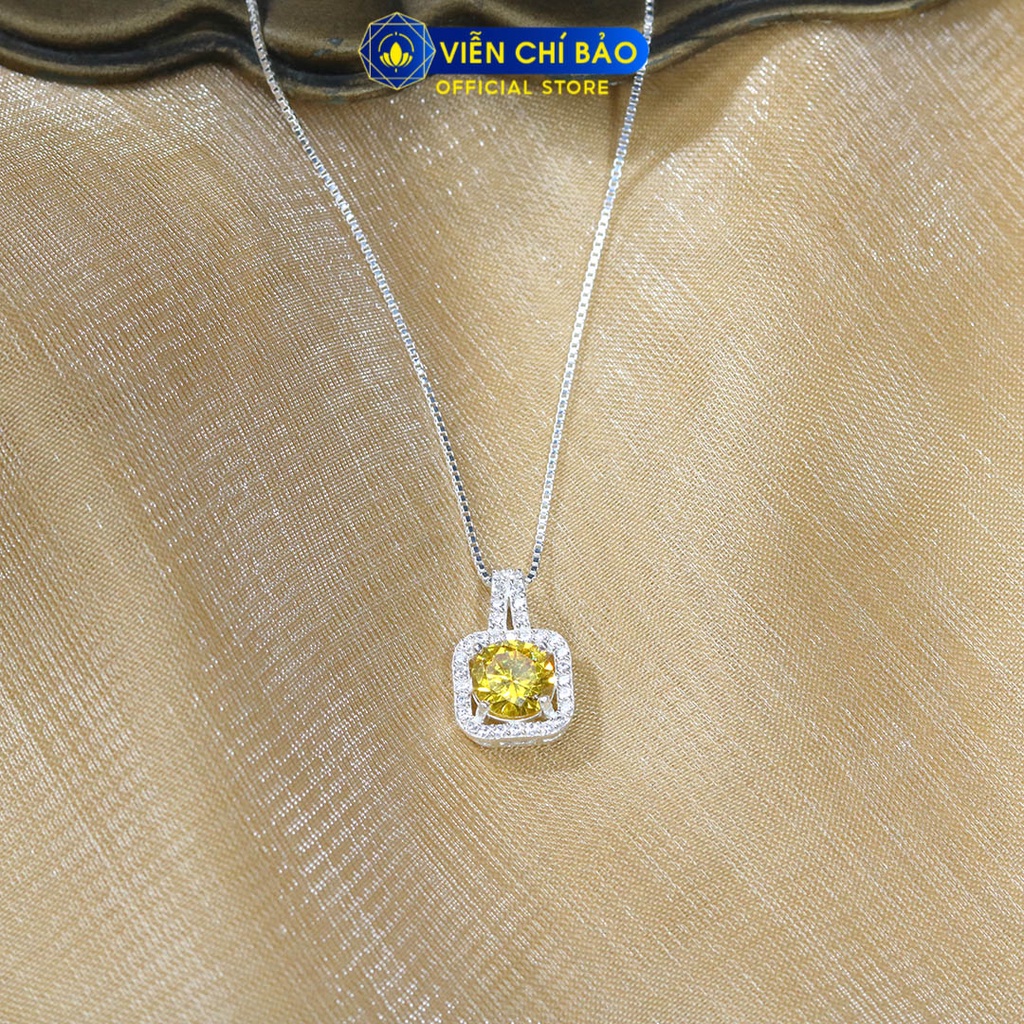 Dây chuyền bạc nữ đá vuông nhiều màu chất liệu bạc 925 thời trang phụ kiện trang sức Viễn Chí Bảo D400779