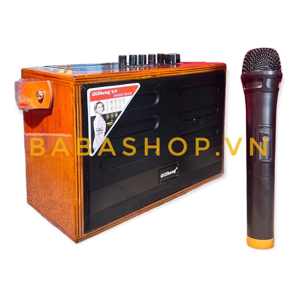 Loa kéo xách tay mini Qisheng A3 - Loa karaoke công suất lớn, trơ giảng tốt - Micro không dây