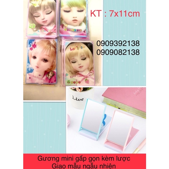 Gương kèm Lược 2in1 mini siêu Cute