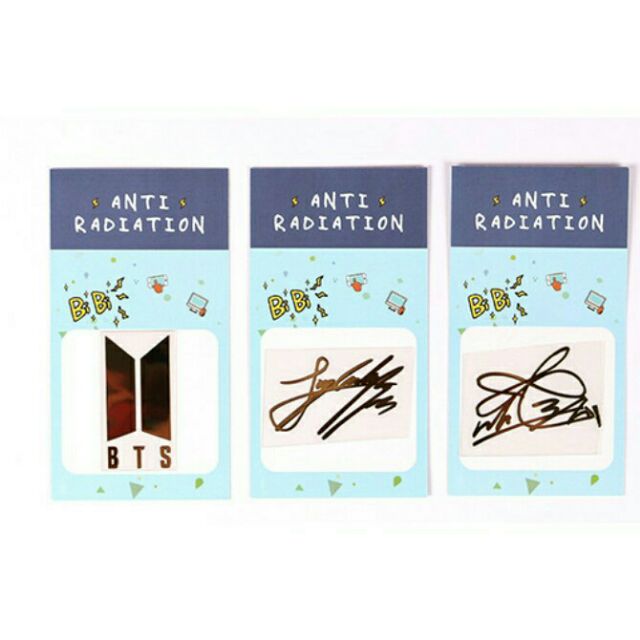 Sticker dán điện thoại mạ vàng logo BTS TWICE WANNA ONE chữ kí thành viên BTS