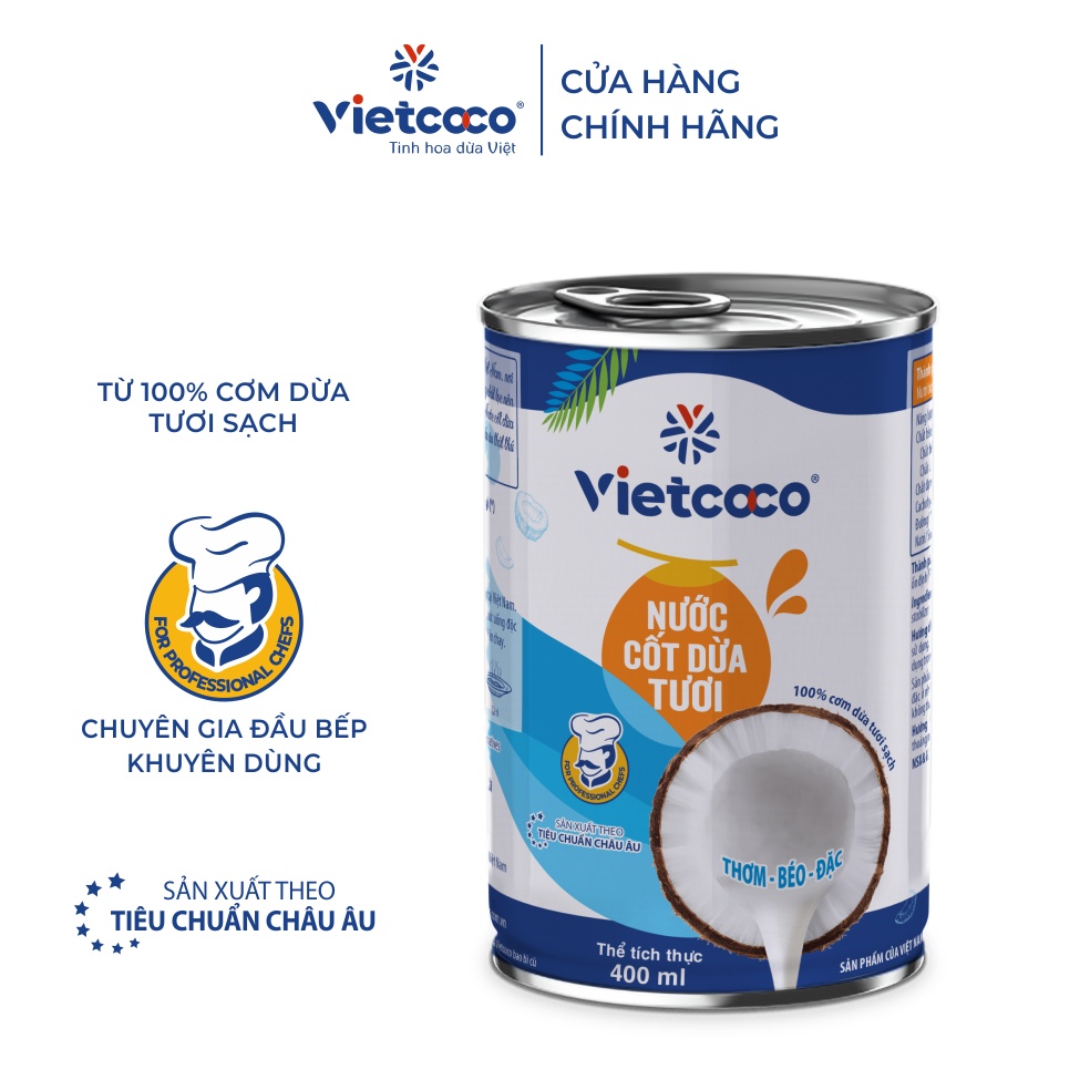 Nước Cốt Dừa Nguyên Chât 22% - Vietcoco 400ml