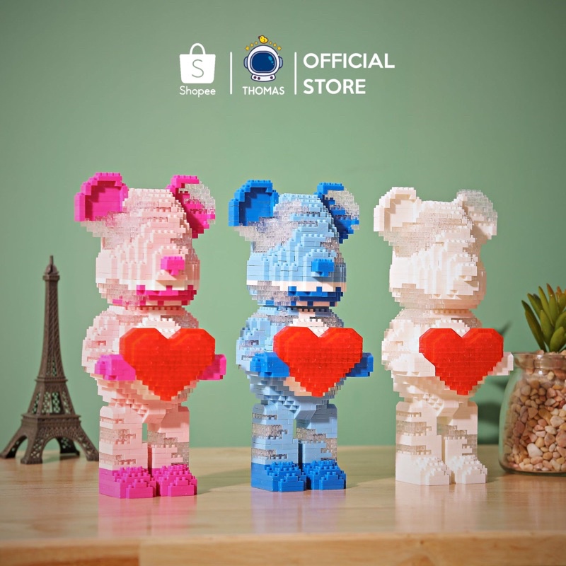 LEGO LẮP RÁP MÔ HÌNH 3D GẤU BEARBRICK LÀM QUÀ TẶNG TRANG TRÍ CÓ ĐÈN LED