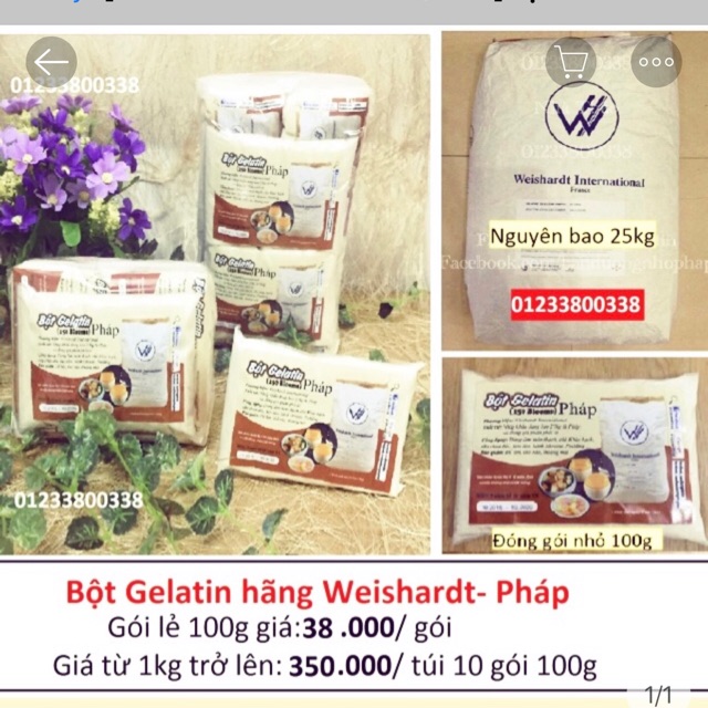 Bột Gelatin Pháp 100g