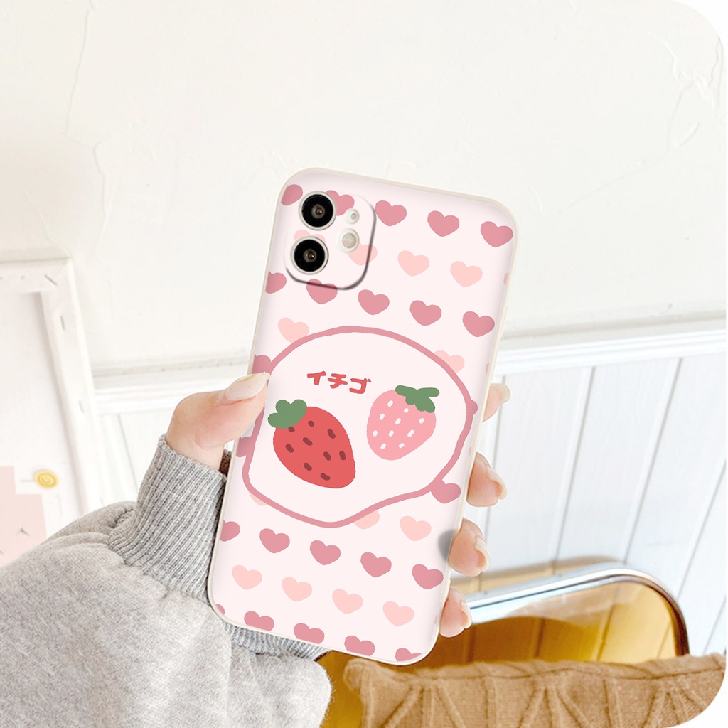 Ốp Lưng Họa Tiết Trái Tim Màu Hồng Dễ Thương Iphone 12 Pro Max 11 Pro Max Xs Max Xr X 7 8 Plus ốp cạnh vuông