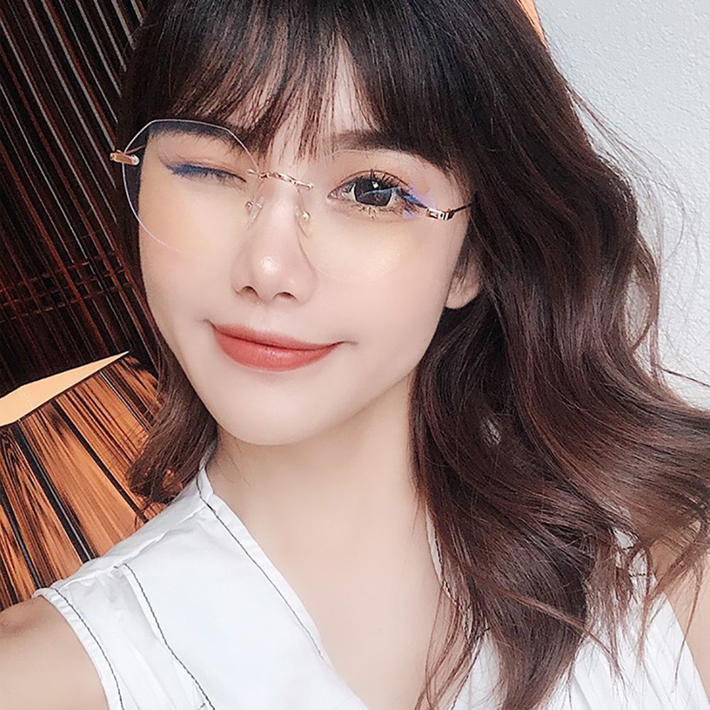 Mắt kính đọc sách không gọng chống ánh sáng xanh phong cách Hàn Quốc thiết kế cổ điển