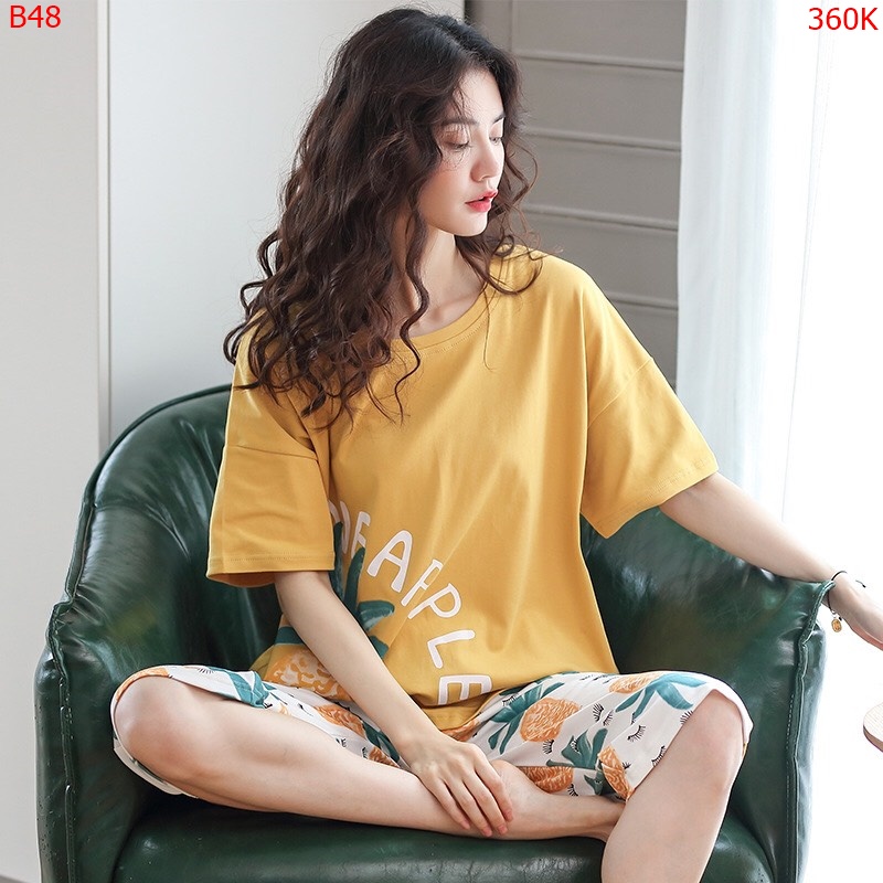 Bộ đồ lửng vàng hình trái dứa cotton mềm mại - Micha B48