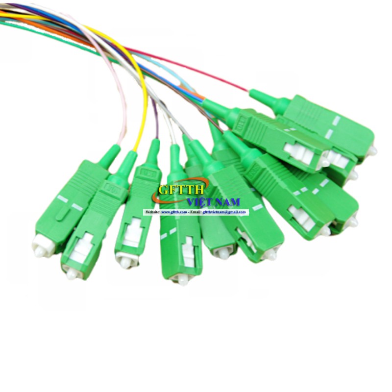 Dây hàn quang SC/APC, Dây Pigtail SC/APC giá rẻ tại Hà Nội (1 bộ 12 sợ)