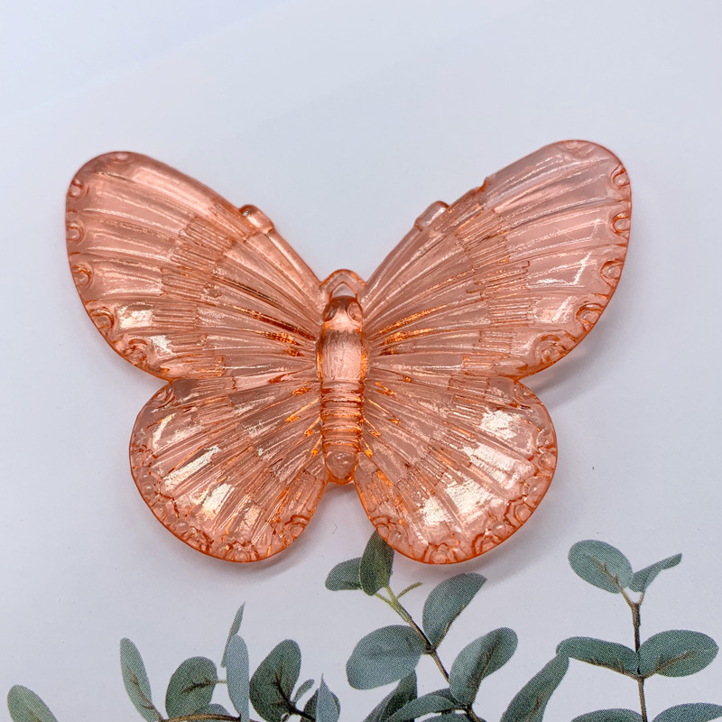 Bộ 10 phụ kiện trang trí điện thoại/túi xách tự thiết kế hình bướm màu trơn ttrong suốt dễ thương