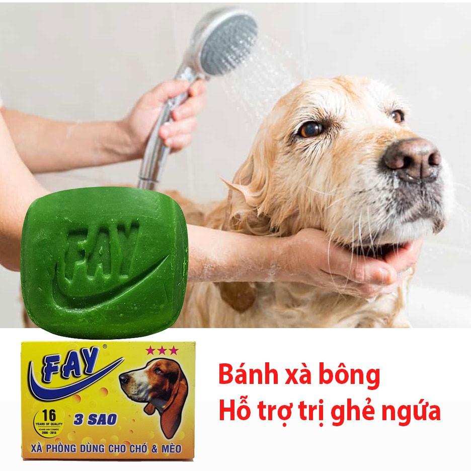 Bánh Xà bông tắm chó mèo FAY 3 sao cục 100gr sạch ve bọ chét, thơm lâu hơn