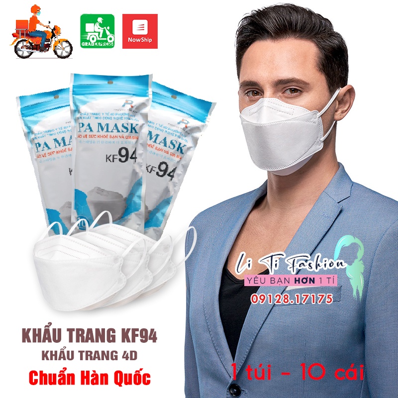 Khẩu Trang KF94 Trẻ EmTÚI 10 CÁI  Khẩu Trang 4D KF94 Cho Bé có 4 Lớp Chống Bụi Mịn Và Kháng Khuẩn