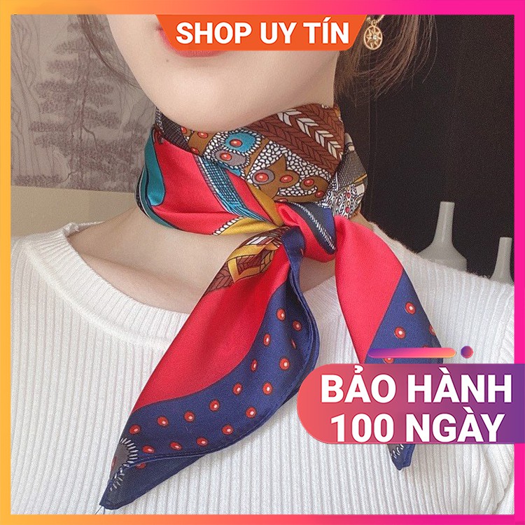 Khăn Lụa Vuông Quàng Cổ Nữ Đẹp - Turban Bandana Quấn Làm Áo BLACKPINK Họa Tiết Chấm Bi Vintage Phong Cách Hàn Quốc