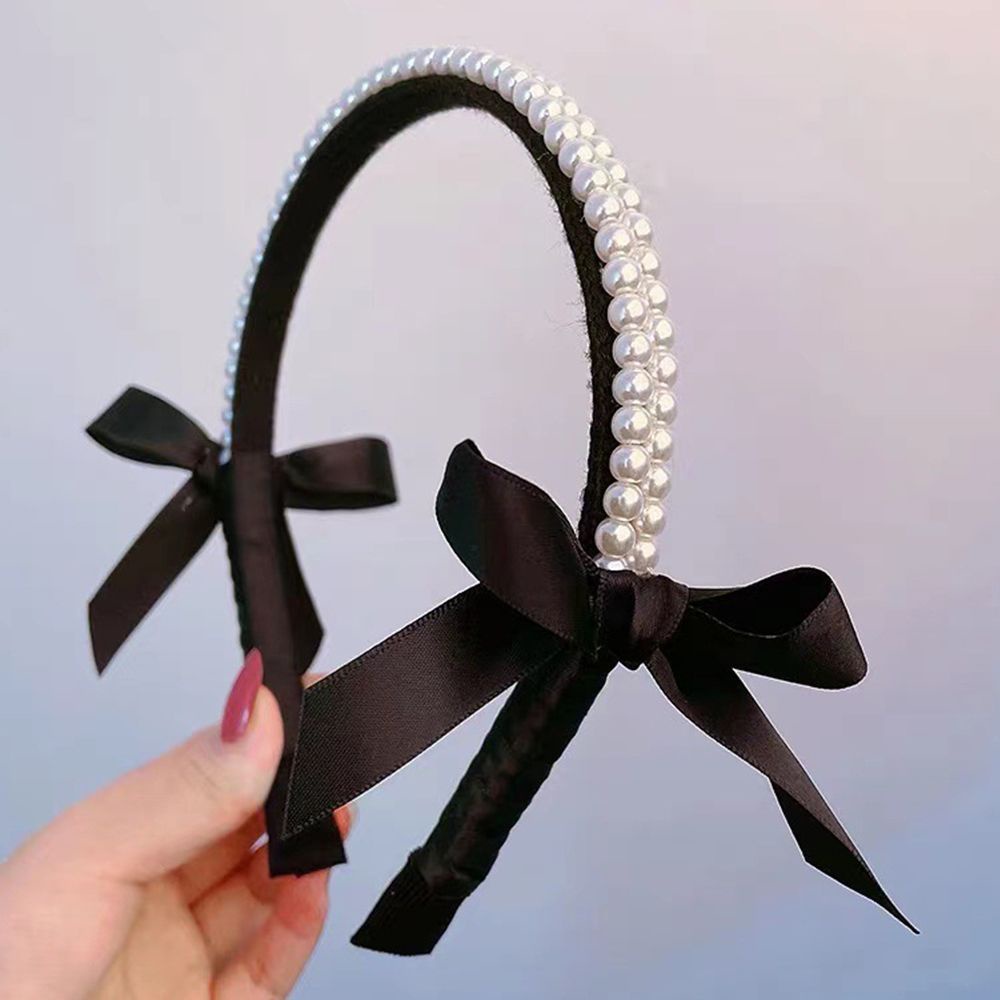 Băng đô nơ đính ngọc trai giả phong cách Hàn Quốc sang trọng cho nữ