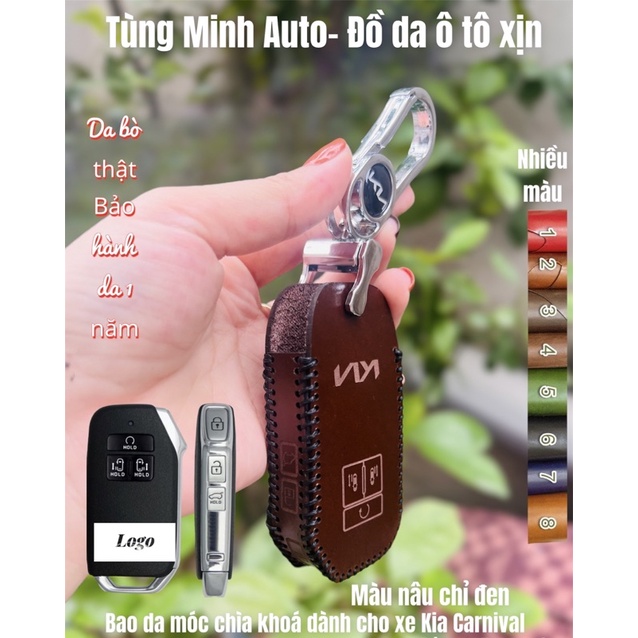 Bao da móc chìa khoá xe Carnival, bọc chìa khoá xe hơi khâu tay