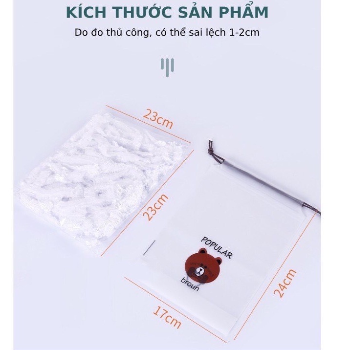 Màng bọc thực phẩm co giãn siêu dai có chun hình túi gấu set 100 chiếc