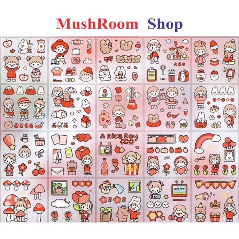 Miếng Dán Sticker Họa Tiết Hoạt Hình Trang Trí