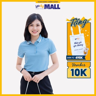 Áo phông Polo nữ bo kẻ YODY cổ bẻ cao cấp thấm hút tốt nhiều màu APN4014