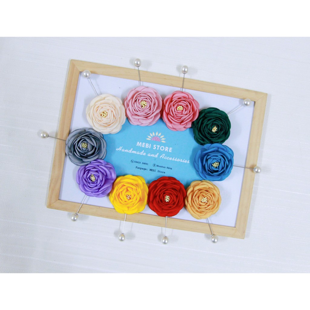 (ảnh thật) Hoa cài áo hoa trà nhụy mờ siêu xinh (15 màu) NOBOX