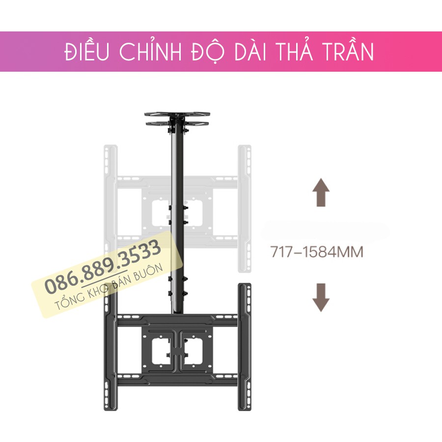 Giá Treo Tivi Thả Trần NB T560 32 - 40 - 43 - 50 - 60 - 65 Inch - Lắp Đặt Mọi Địa Hình