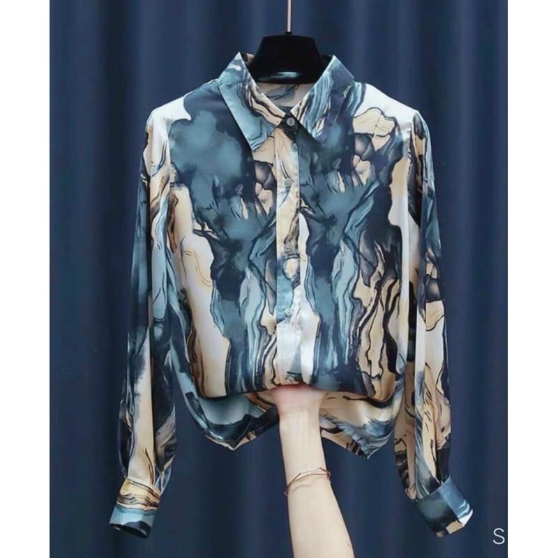 Áo sơ mi nữ dáng suông, Áo nữ Thiết Kế chất lụa hàn mềm mịn Xưởng May Trinh Kiều | BigBuy360 - bigbuy360.vn