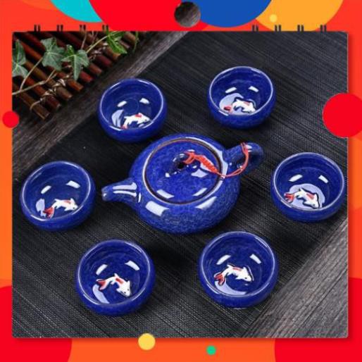 [RE NHAT SHOPEE] Bộ Ấm Trà Chén Cá 3D - Có Chú Cá Bên Trong Chén