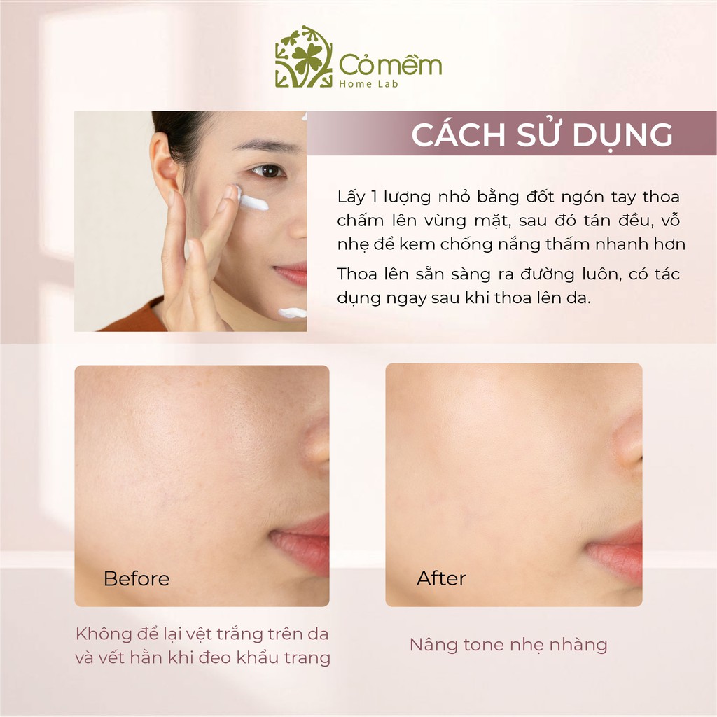 Kem Chống Nắng Thiên Nhiên Thấm Nhanh An Toàn Cho Da Hây Hây SPF 40, PA ++ Cỏ Mềm 60g