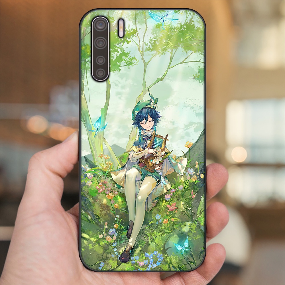 Ốp lưng Oppo A91, Reno 3 viền đen in hình Venti Genshin Impact