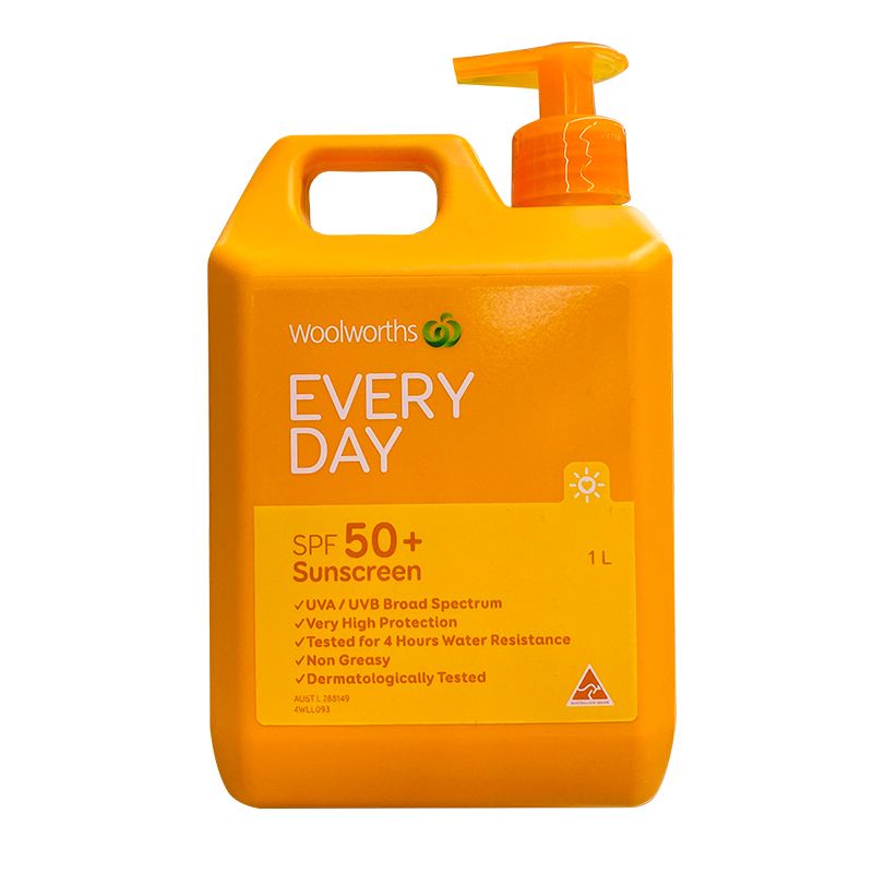 Kem chống nắng Woolworths everyday sunscreen spf 50+ 100ml - 500ml - 1l của Úc