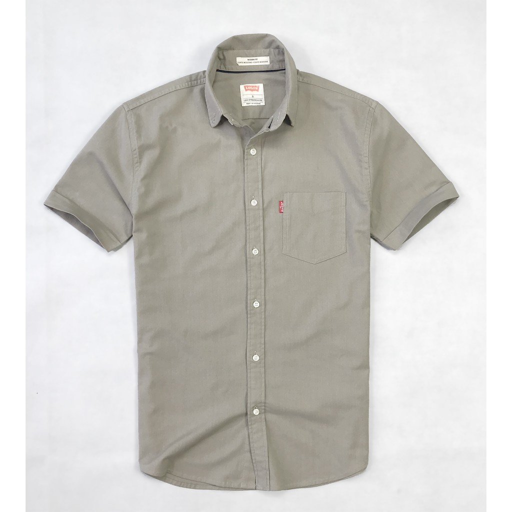 Áo sơ mi nam tay ngắn LEVIS LINEN màu xanh ô liu - Đàn Ông Đích Thực | BigBuy360 - bigbuy360.vn