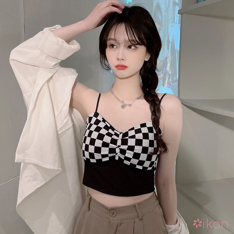 Áo Dây Nữ Họa Tiết Ô Vuông Quyến Rũ