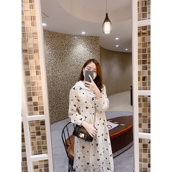 Váy hoa nhí vintage dáng dài tiểu thư, Đầm babydoll 2 lớp cổ sen buộc nơ bánh bèo Maitrangshop92 – (TTA81)