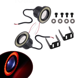 Bộ 02 Đèn Led Cob Ô Tô ( ánh sáng trắng, viền tròn đỏ,, xanh dương)