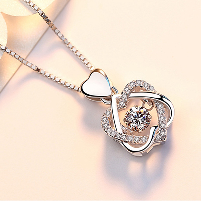 Smart Heart Necklace Female Rose Gold Plated Pendant Clavicle Chain Jewelry