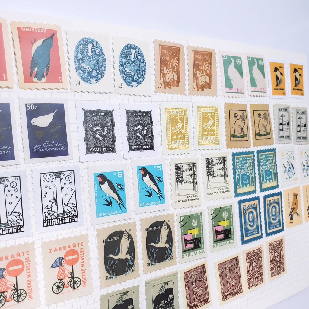 Set 46 sticker hình con stamp nhiều chủ đề làm bullet journal