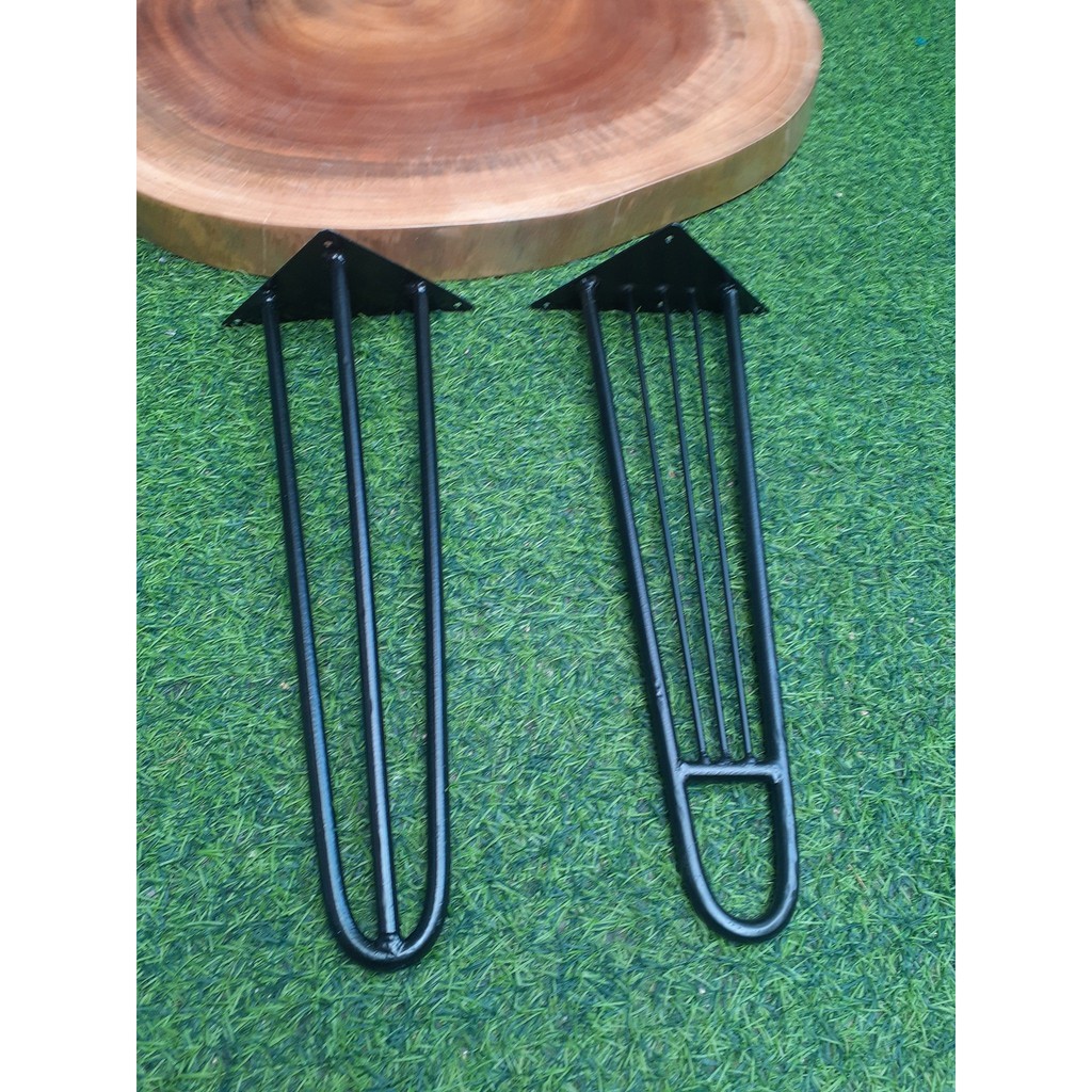 Chân bàn gỗ nguyên tấm 40cm| Chân sắt - Chân Hairpin cao 40cm ( Loại 2 thanh sắt phi 10 )| Chân bàn decor hairpin