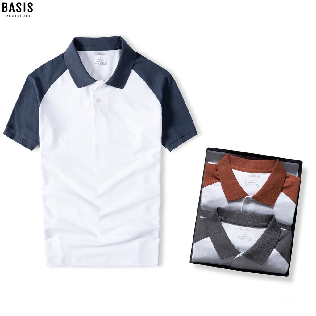Áo thun Polo nam có cổ Raglan Basis, chất liệu Cotton, thanh lịch, trẻ trung APL204 .
