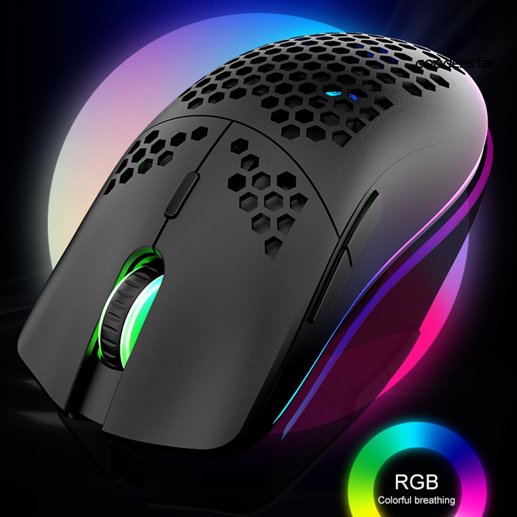 Chuột chơi game XYH80 không dây 2.4G thiết kế hình tổ ong 7 nút bấm đèn RGB