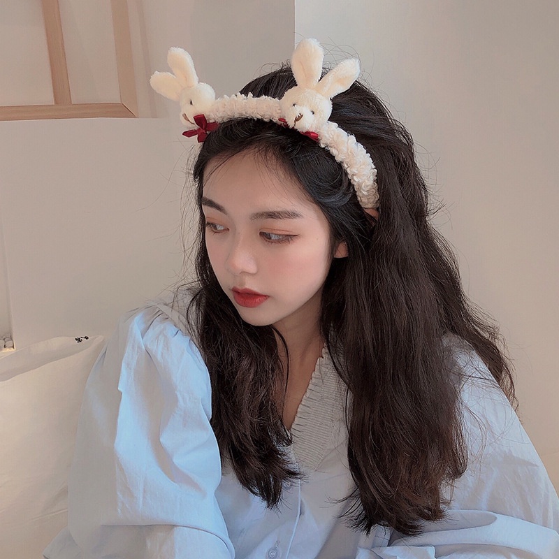 Bờm Hoa, Băng Đô Rửa Mặt thỏ có nơ Hàn Quốc cute PT08